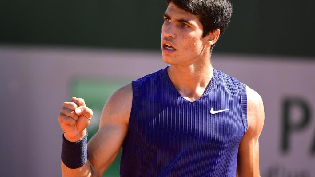 Alcaraz, durante el partido ante Basilashvili.