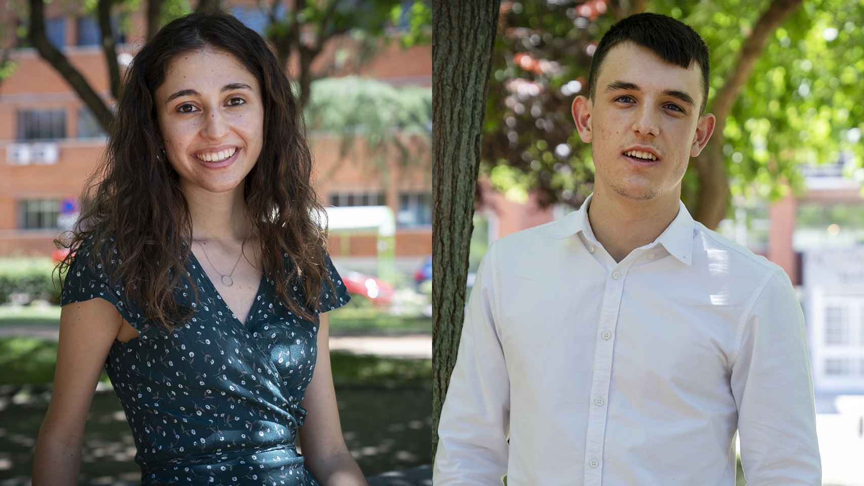 Paula Cordero e Ismael Nogal, estudiantes del doble grado de Física y Matemáticas.
