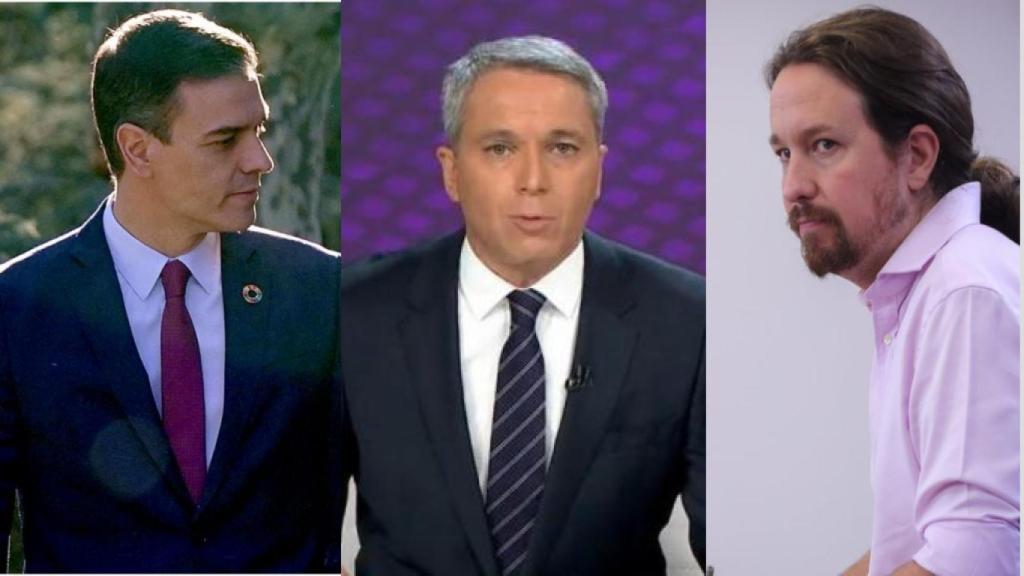 Pedro Sánchez, Vicente Vallés y Pablo Iglesias.