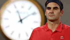 Federer, durante la tercera ronda de Roland Garros