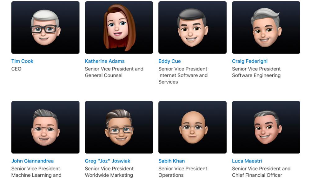 Directivos de Apple en forma de Memoji