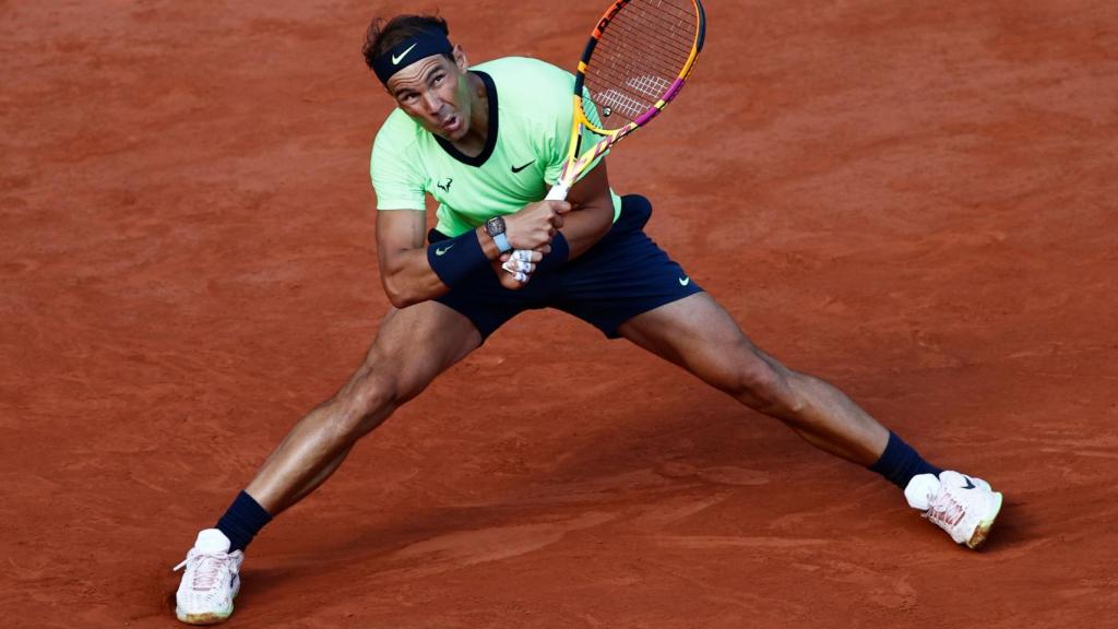 Nadal, durante el partido ante Sinner.