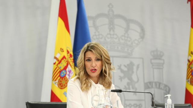 Yolanda Díaz, vicepresidenta tercera de Trabajo y Economía Social, tras el Consejo de Ministros.