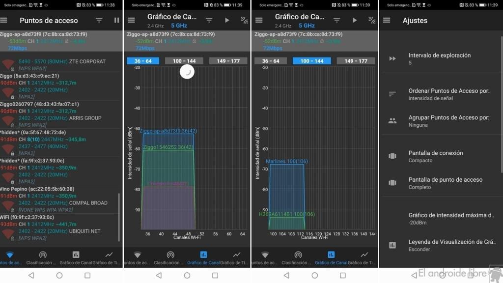 WiFi Analyzer opciones