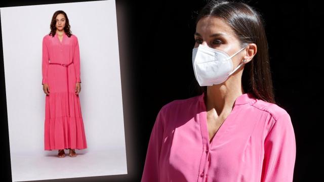 La reina Letizia ha estrenado un vestido fucsia de Hugo Boss.