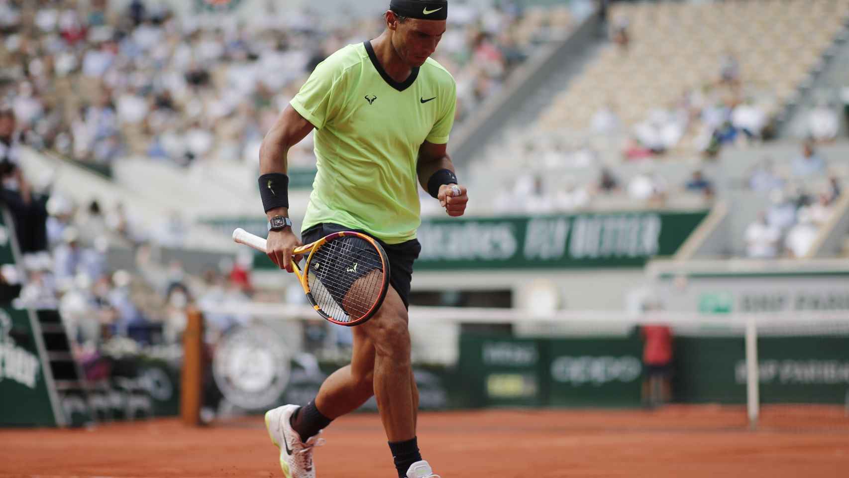 Rafa Nadal, durante el partido ante Diego Schwartzman en Roland Garros 2021