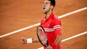 Djokovic, celebrando su pase a las semifinales de Roland Garros.