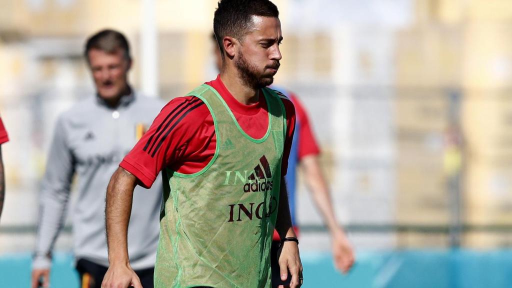 Eden Hazard durante un entrenamiento de Bélgica