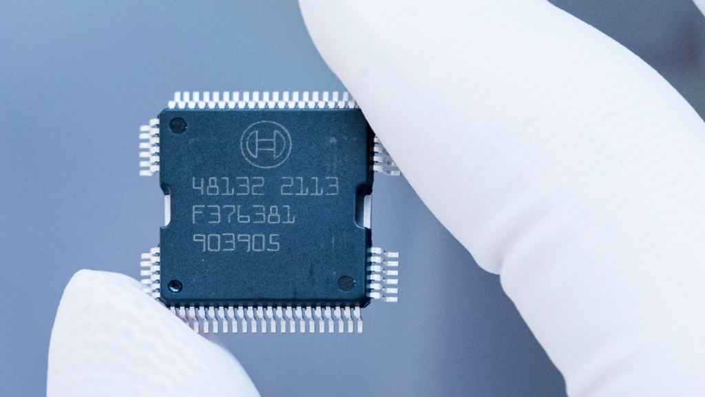 Imagen de un chip tras su fabricación.