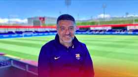 Javier García Pimienta con la equipación del Barça