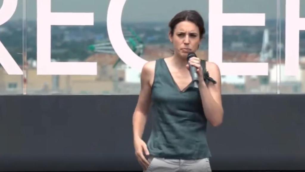 La ministra de Igualdad, Irene Montero, este viernes en un acto de Podemos en Zaragoza.