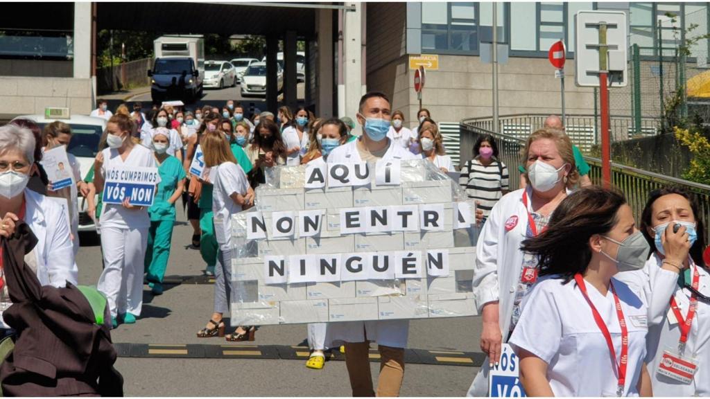 Protesta del personal de enfermería del CHUAC de A Coruña.