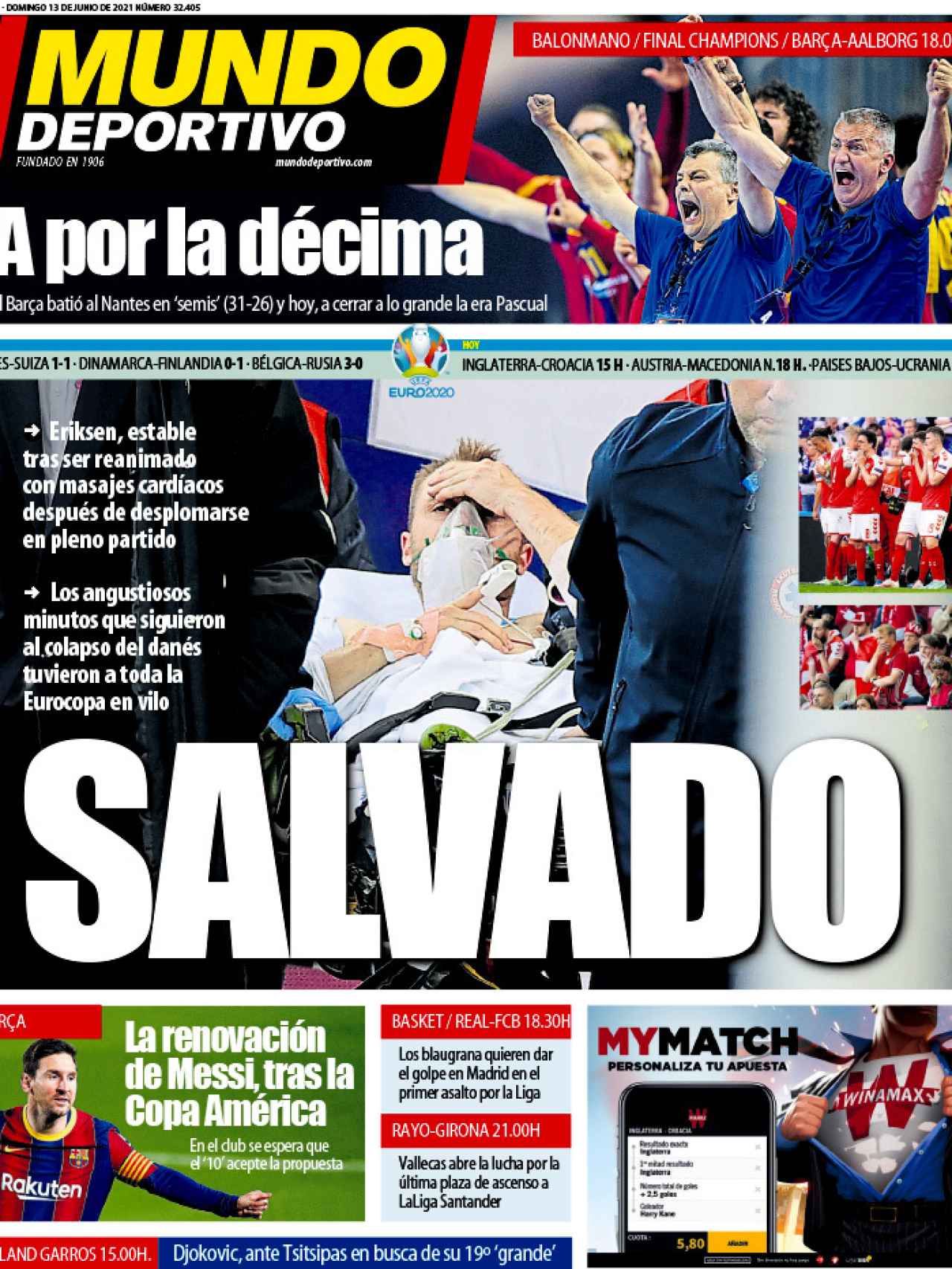 La portada del diario Mundo Deportivo (13/06/2021)