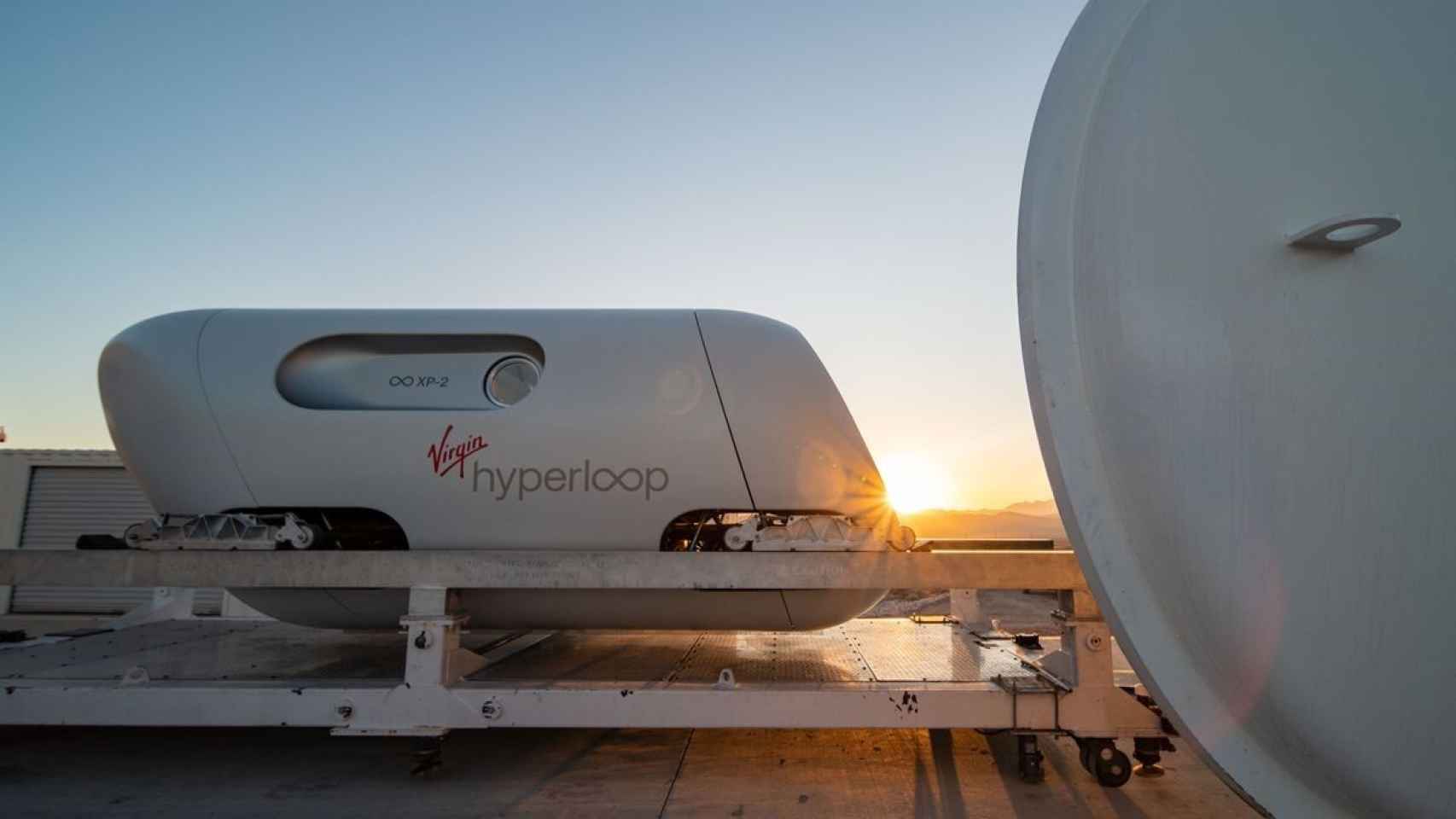 La ápsula XP-2 de Virgin Hyperloop, empleada en las pruebas con pasajeros en Las Vegas en 2020.