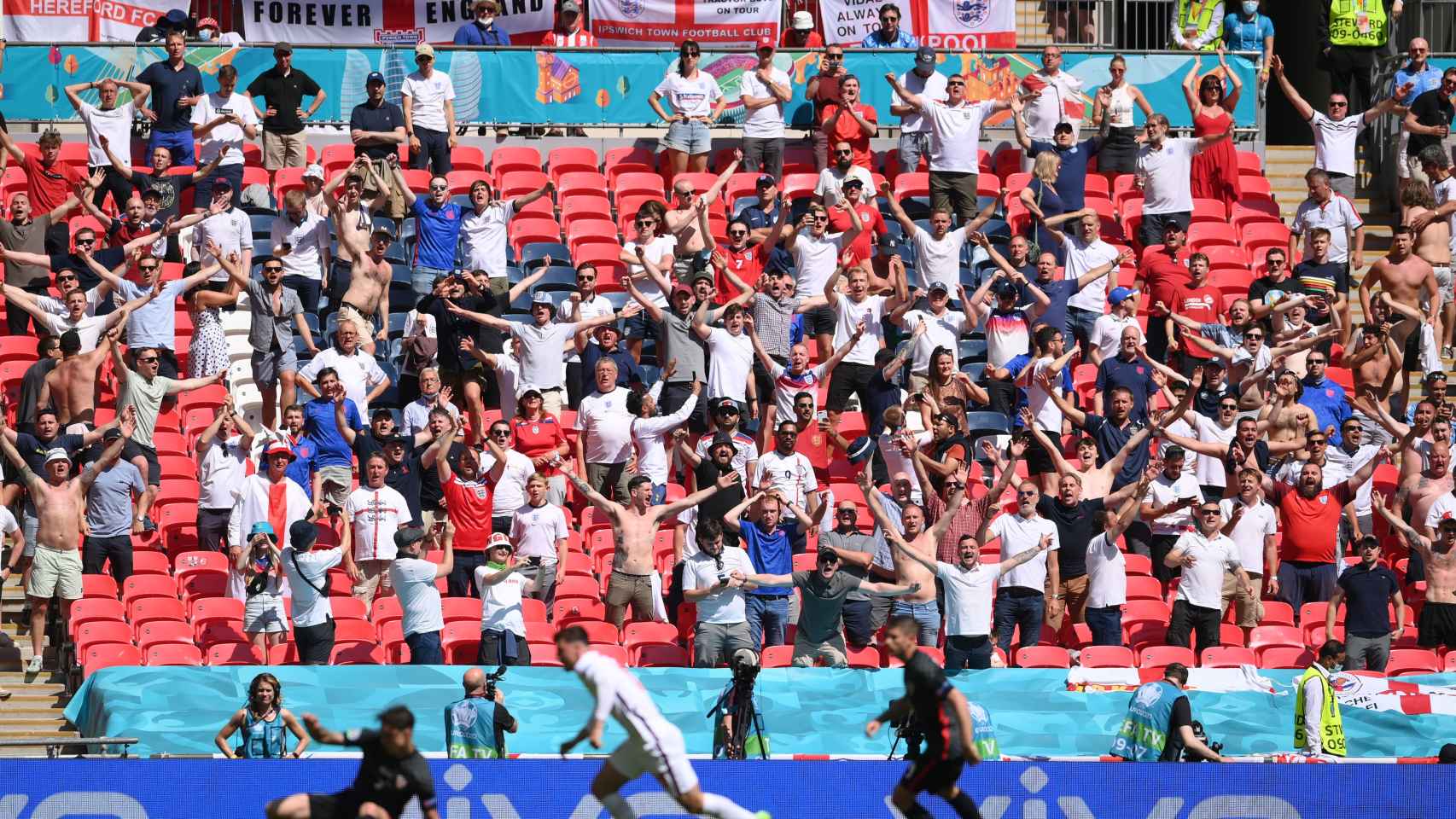Aficionados en el estadio de Wembley durante el Inglaterra - Croacia
