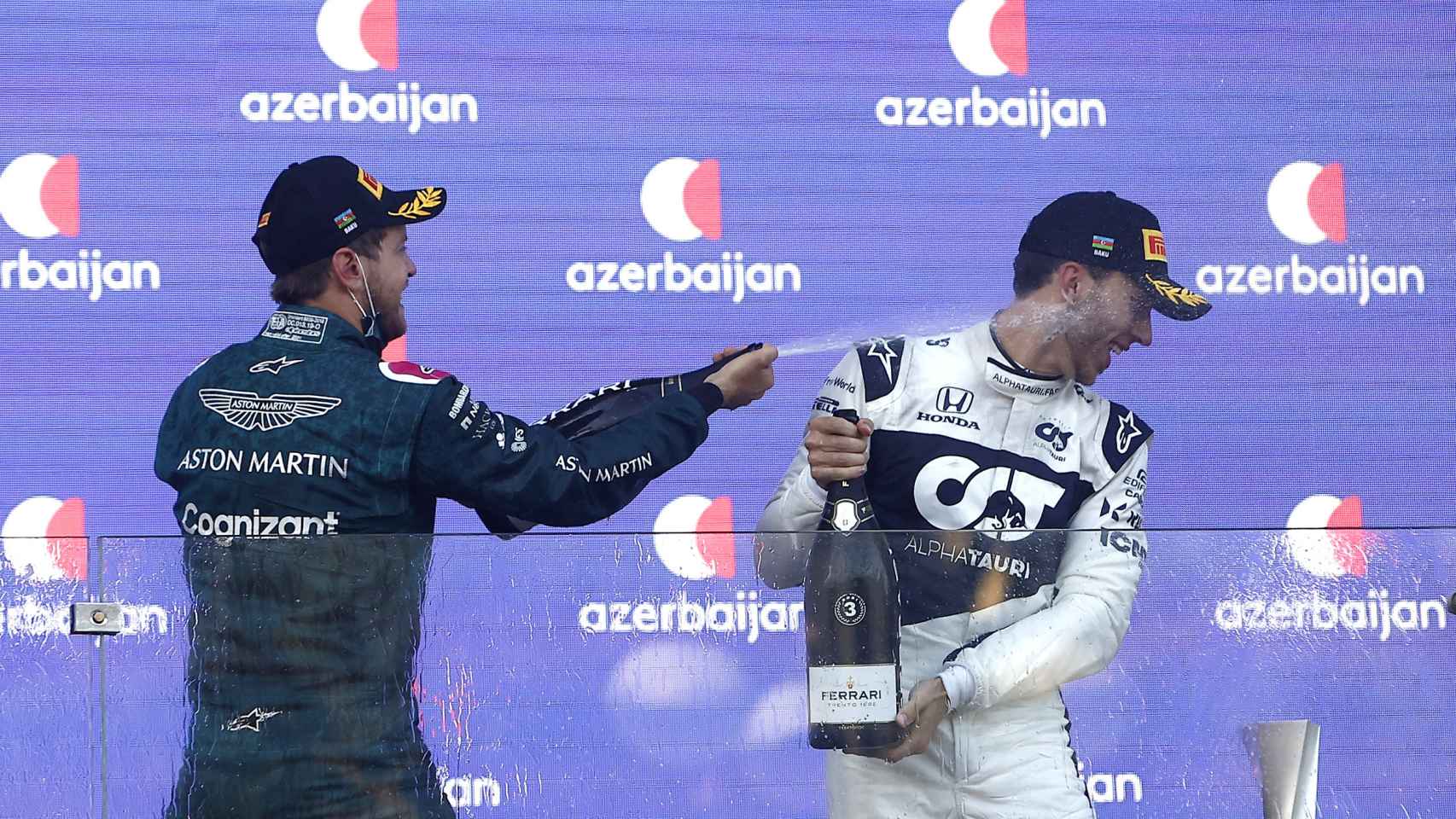 Vettel y Gasly celebran su éxito en el Gran Premio de Azerbaiyán