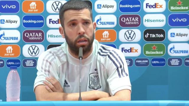 Jordi Alba, en rueda de prensa de la selección española