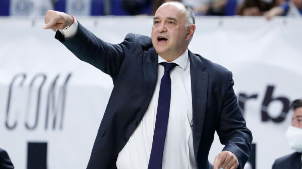 Pablo Laso, en un partido del Real Madrid de Baloncesto