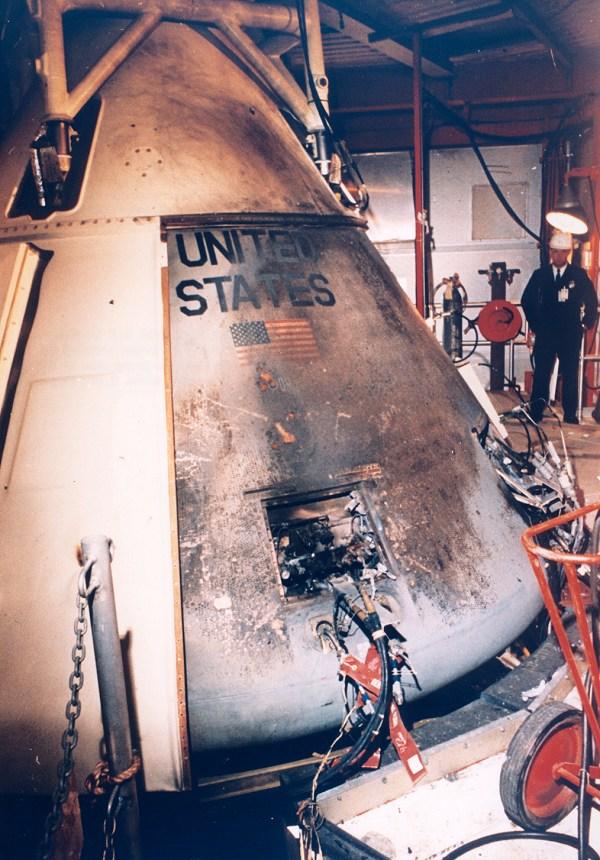 Cápsula del Apolo 1 tras el incendio. https://rpp.pe