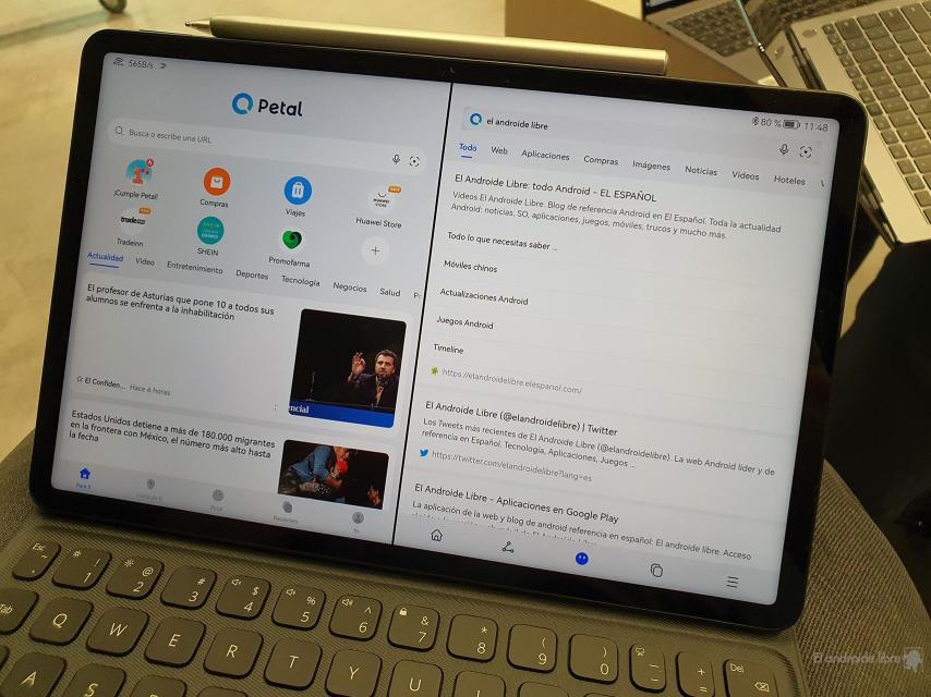 Petal Search a pantalla dividida en el MatePad 11