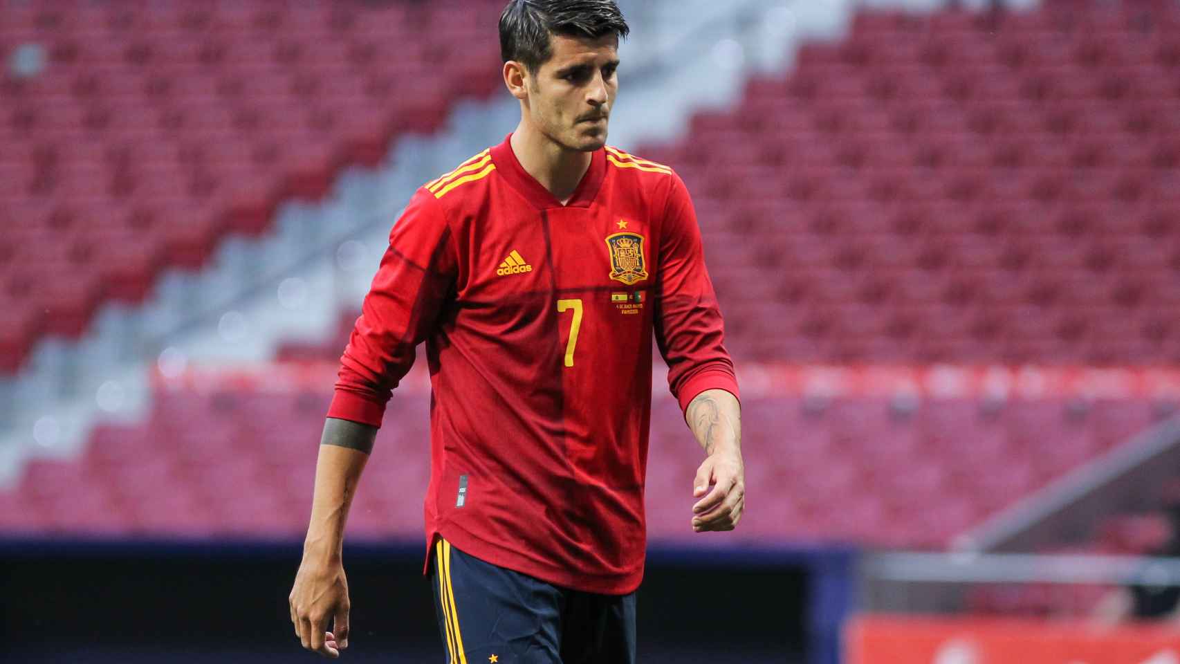 Álvaro Morata, durante el amistoso de España frente a Portugal