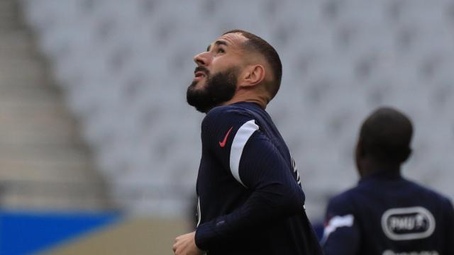 Karim Benzema, entrenando con Francia