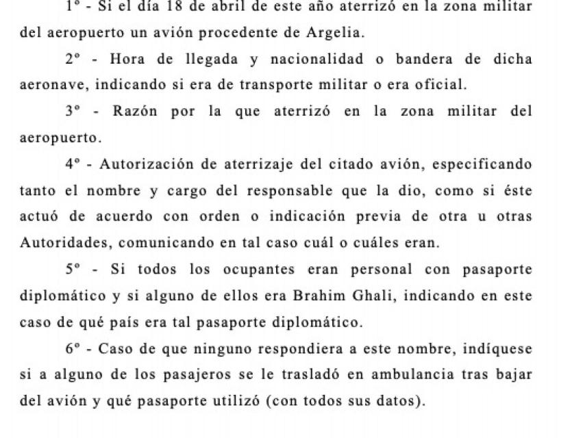 Providencia del magistrado que indaga en la entrada de Ghali en España.