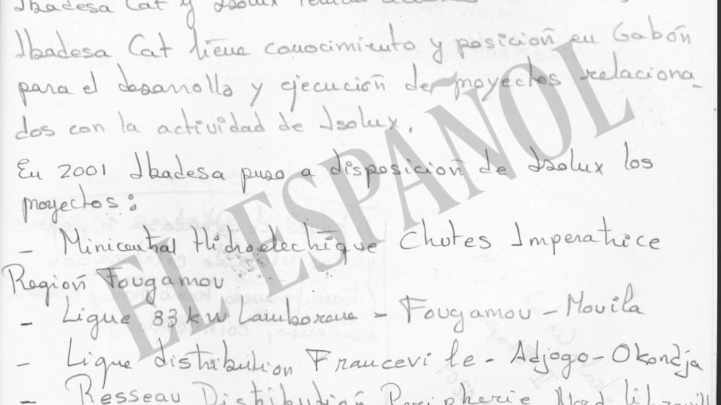 Notas de Villarejo sobre los negocios de Isolux y la sociedad del marido de Cospedal en Gabón, por los que cobró comisiones Jordi Pujol Ferrusola.