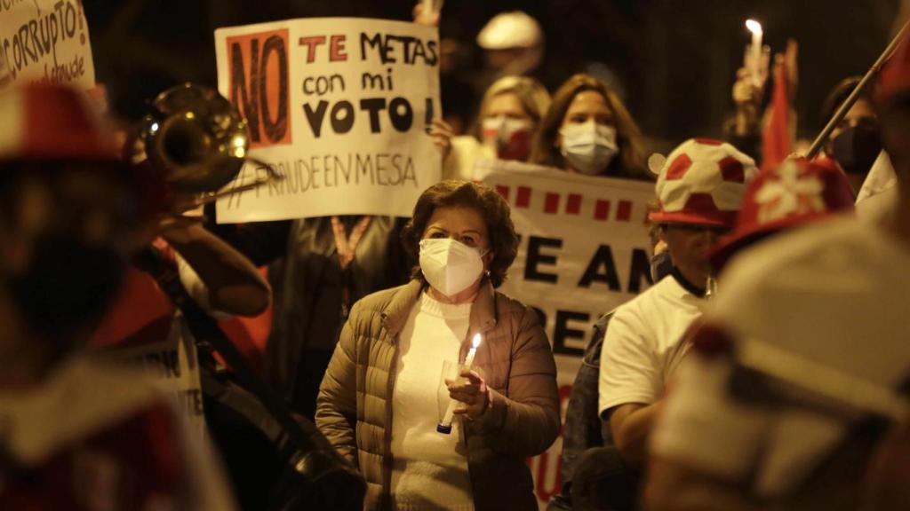 Seguidores de Fujimori protestan en las calles de Perú.