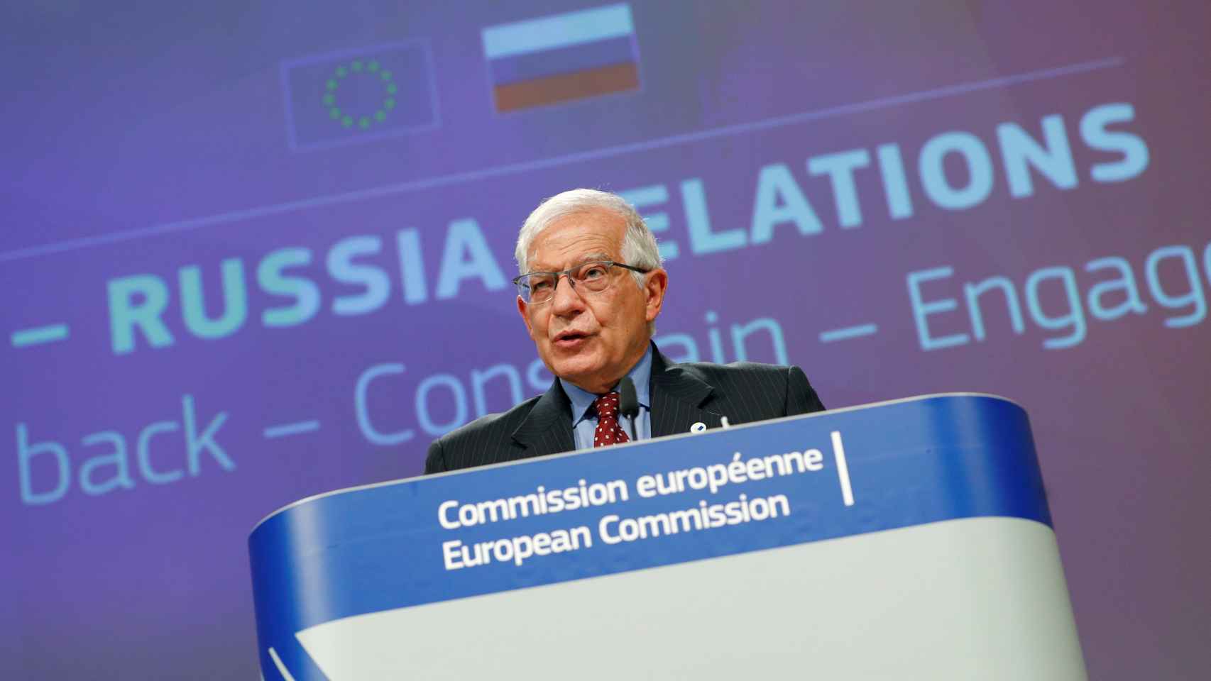 El jefe de la diplomacia de la UE, Josep Borrell, durante la rueda de prensa de este miércoles