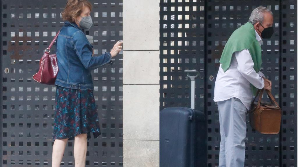 Los hermanos de Mila Ximénez llegando a su domicilio madrileño.