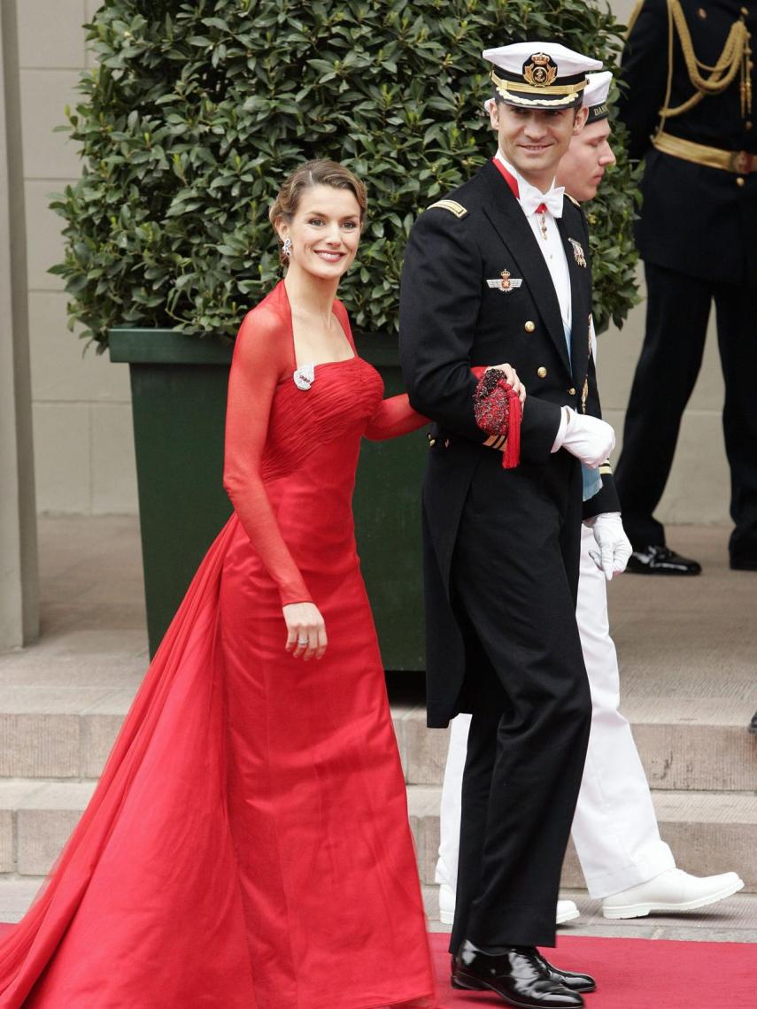 Letizia con un diseño de Lorenzo Caprile en la boda de los príncipes de Dinamarca.