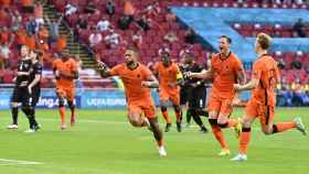 Países Bajos celebra su gol ante Austria