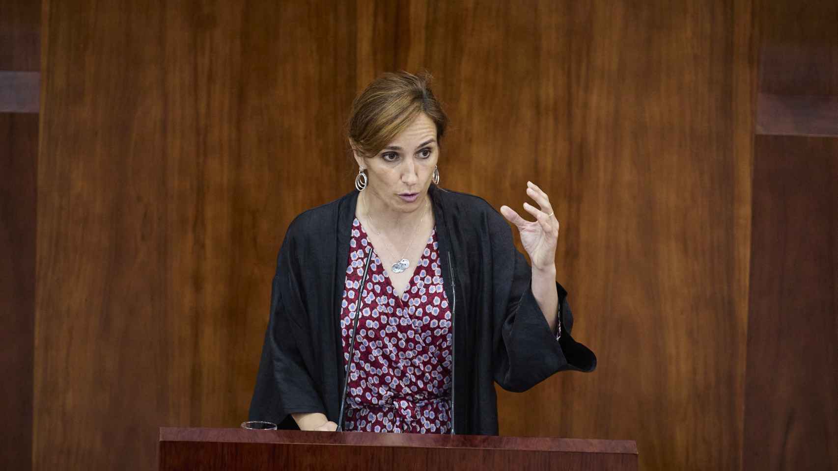 La portavoz de Más Madrid en la Asamblea, Mónica García, interviene en la segunda sesión del pleno de investidura.