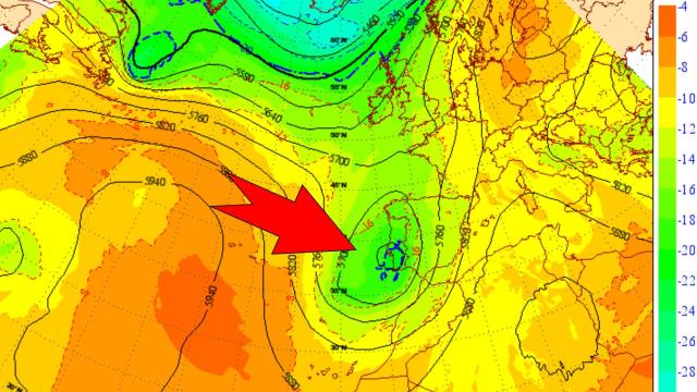 La nueva DANA posicionándose sobre la Península Ibérica. AEMET/SINOBAS