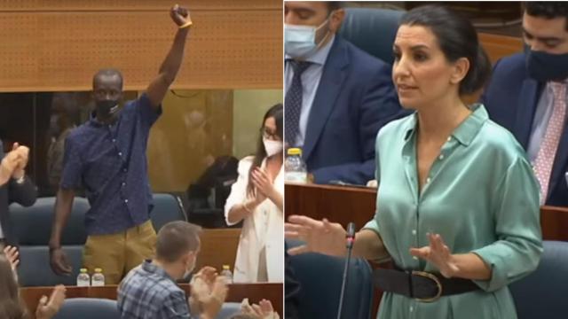 Los diputados Serigne Mbayé (Podemos) y Rocío Monasterio (Vox).