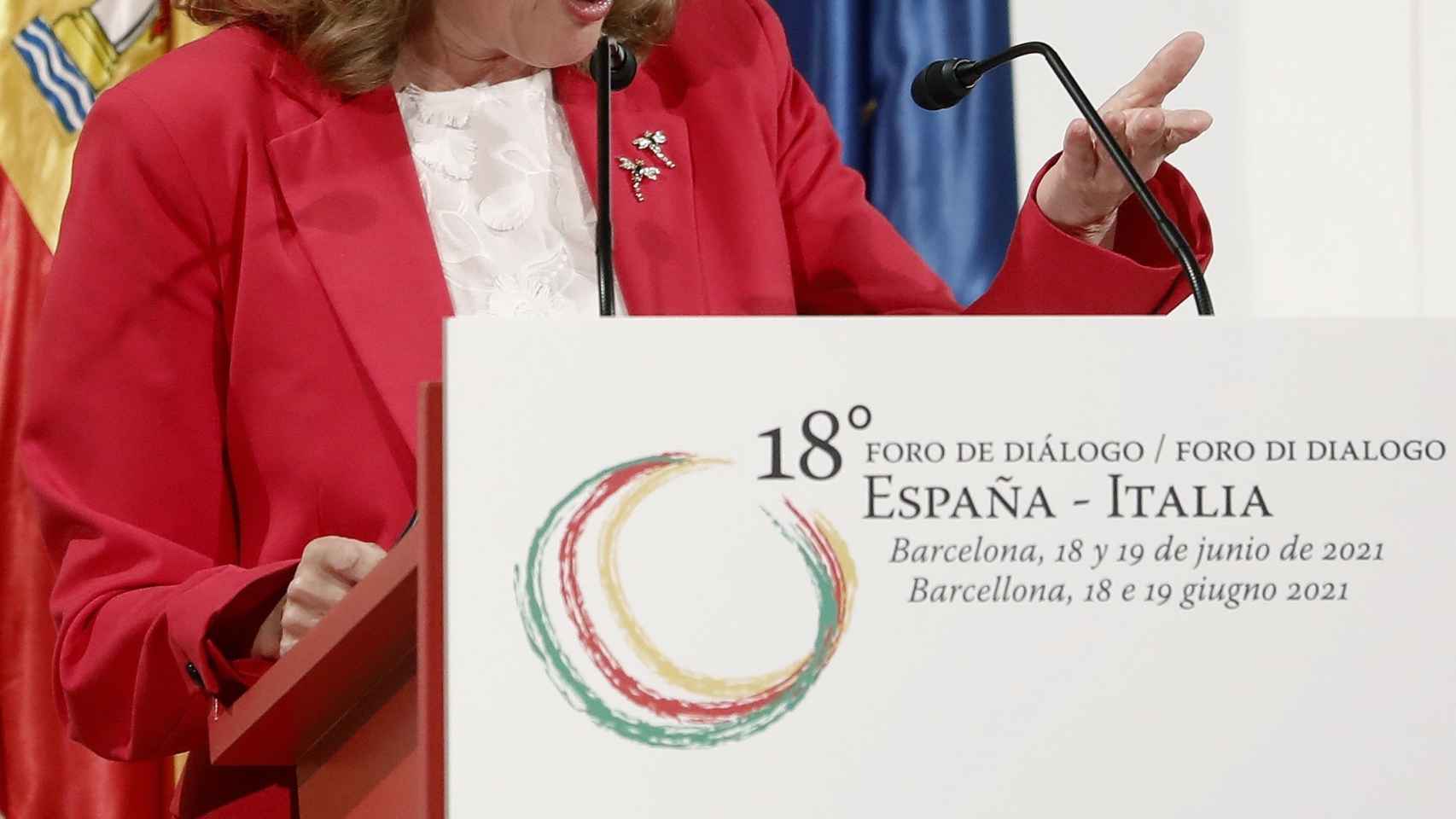 Nadia Calviño, vicepresidenta segunda del Gobierno, en el foro de diálogo España-Italia.