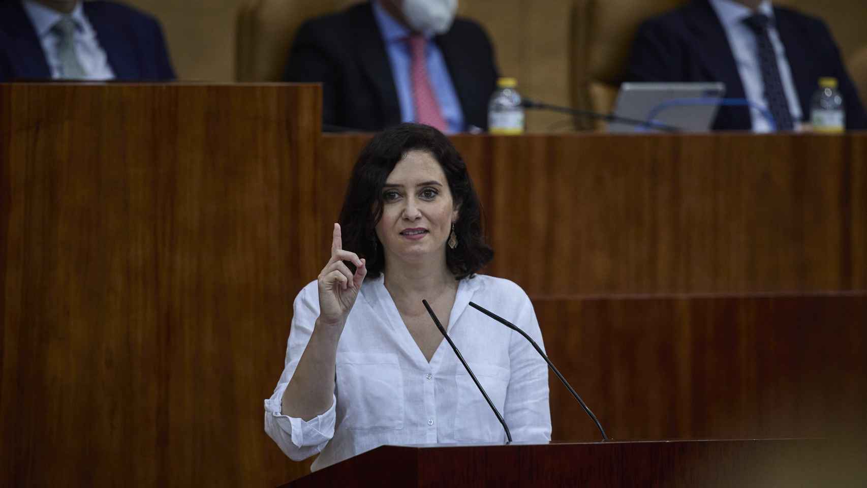 Isabel Díaz Ayuso, presidenta de la Comunidad de Madrid, en la Asamblea.