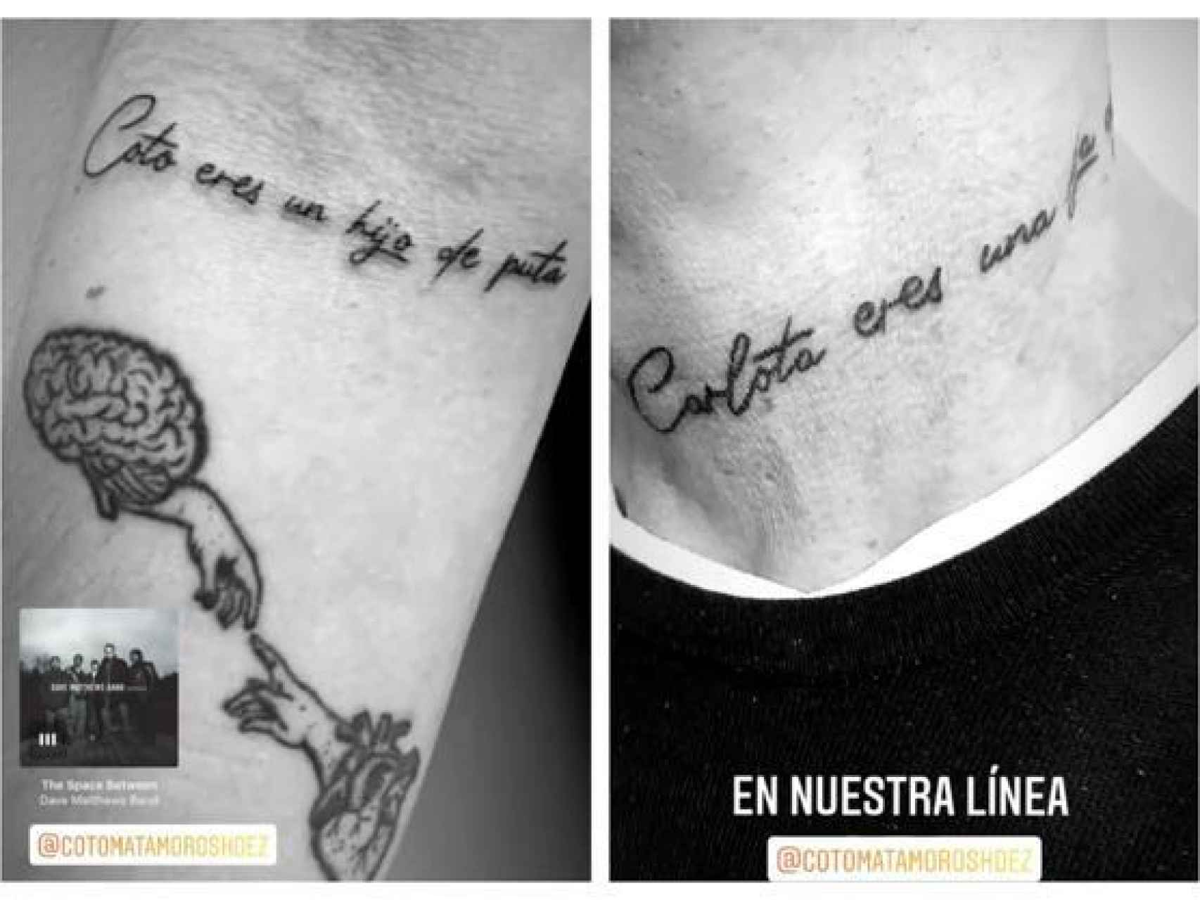 Carlota Prado y Coto Matamoros se tatúan lo mismo.