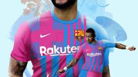 Memphis Depay, en el fotomontaje con la camiseta del Barça