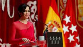La presidenta de la Comunidad de Madrid, Isabel Díaz Ayuso durante su discurso de investidura.
