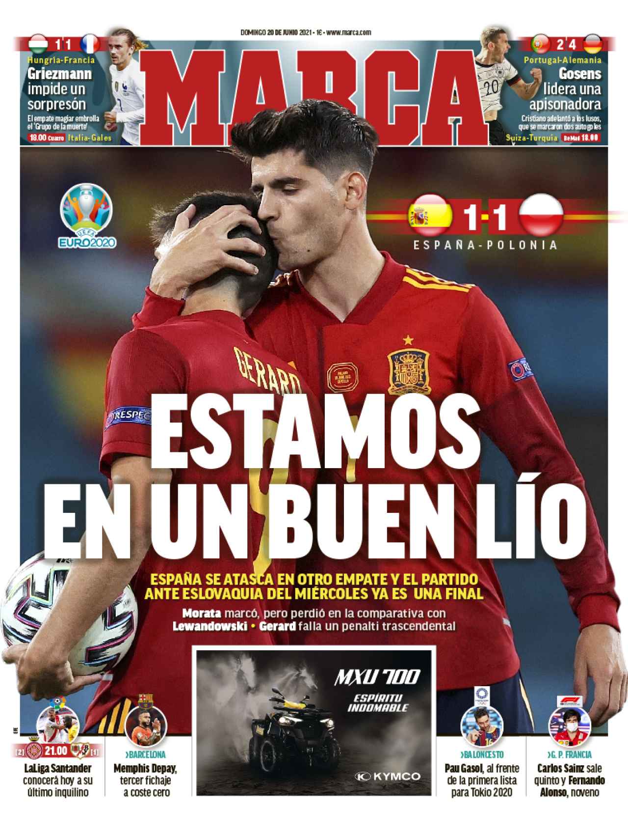 La portada del diario MARCA (20/06/2021)