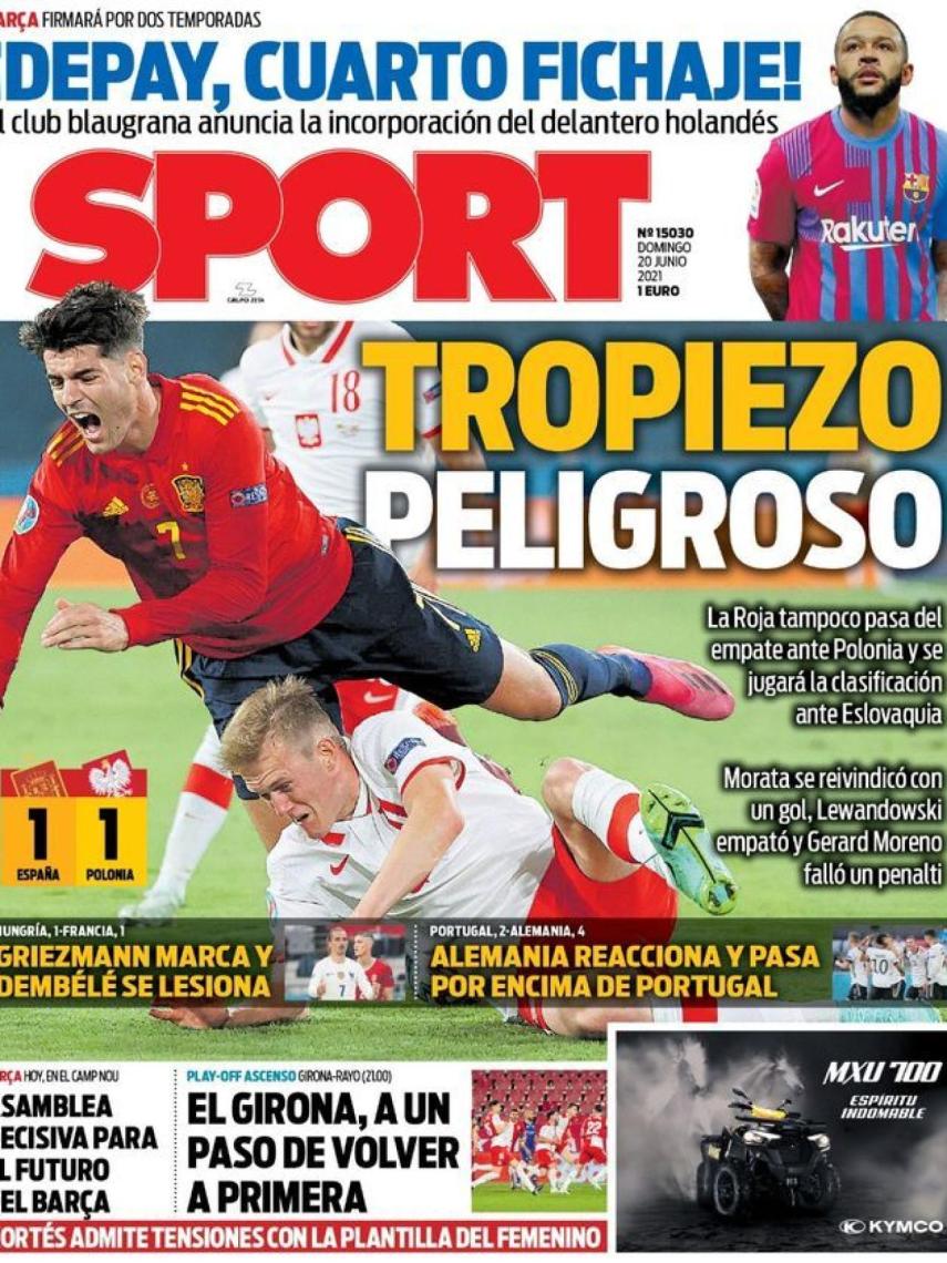 La portada del diario SPORT (20/06/2021)