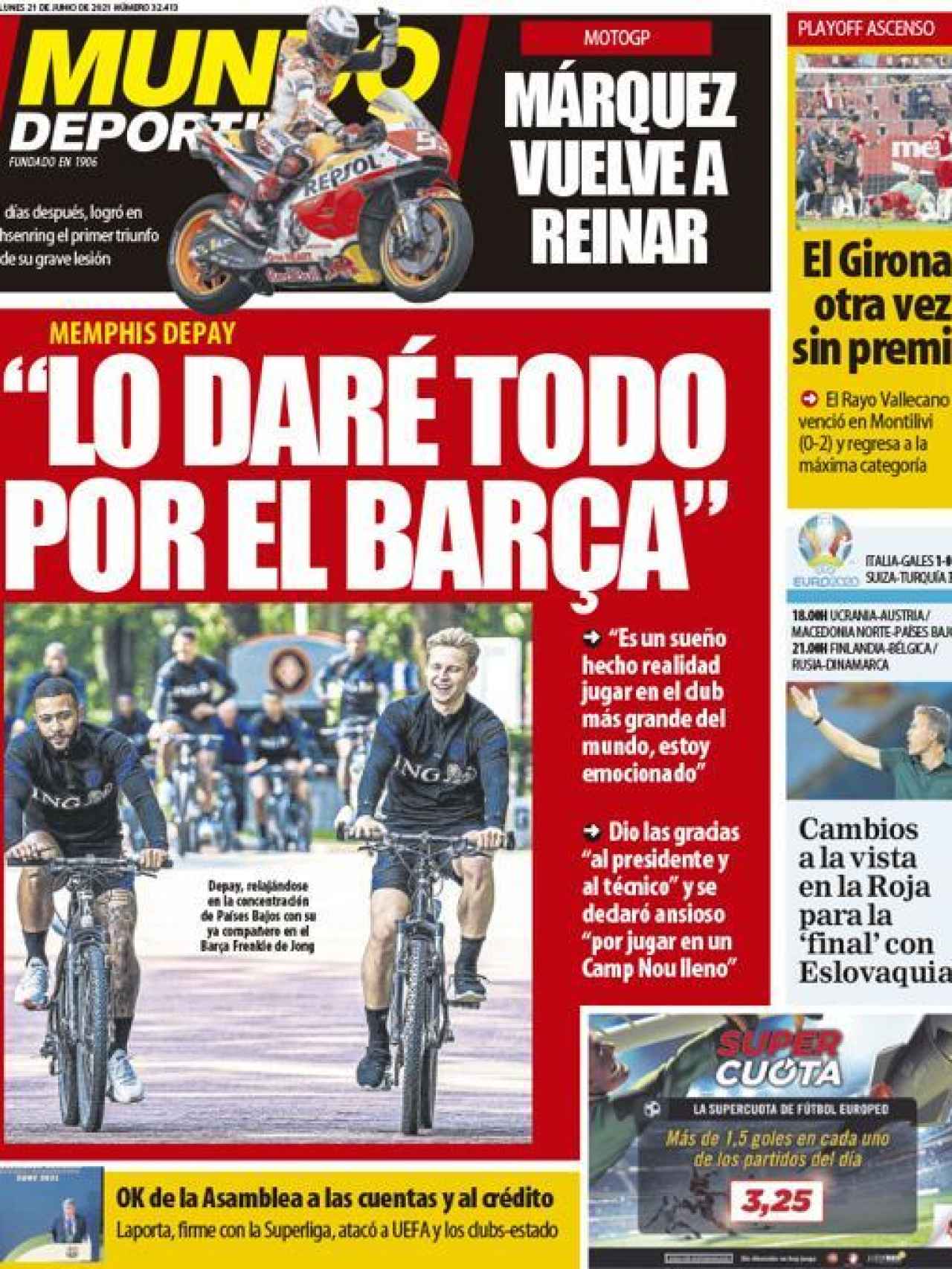 La portada del diario Mundo Deportivo (21/06/2021)