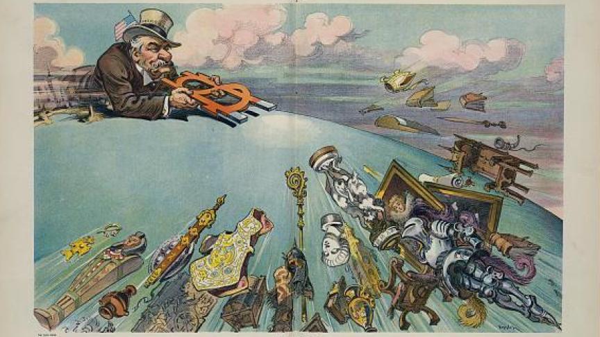 J P Morgan, uno de los magnates del arte en una caricatura de 1901