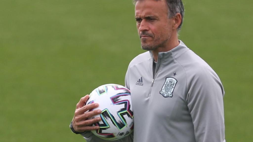 Luis Enrique, durante un entrenamiento de la Selección