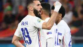 Karim Benzema celebra su gol con la selección de Francia ante Portugal en la Eurocopa 2020
