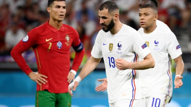 Benzema, Mbappé y Cristiano Ronaldo, en el Portugal - Francia de la Eurocopa 2020