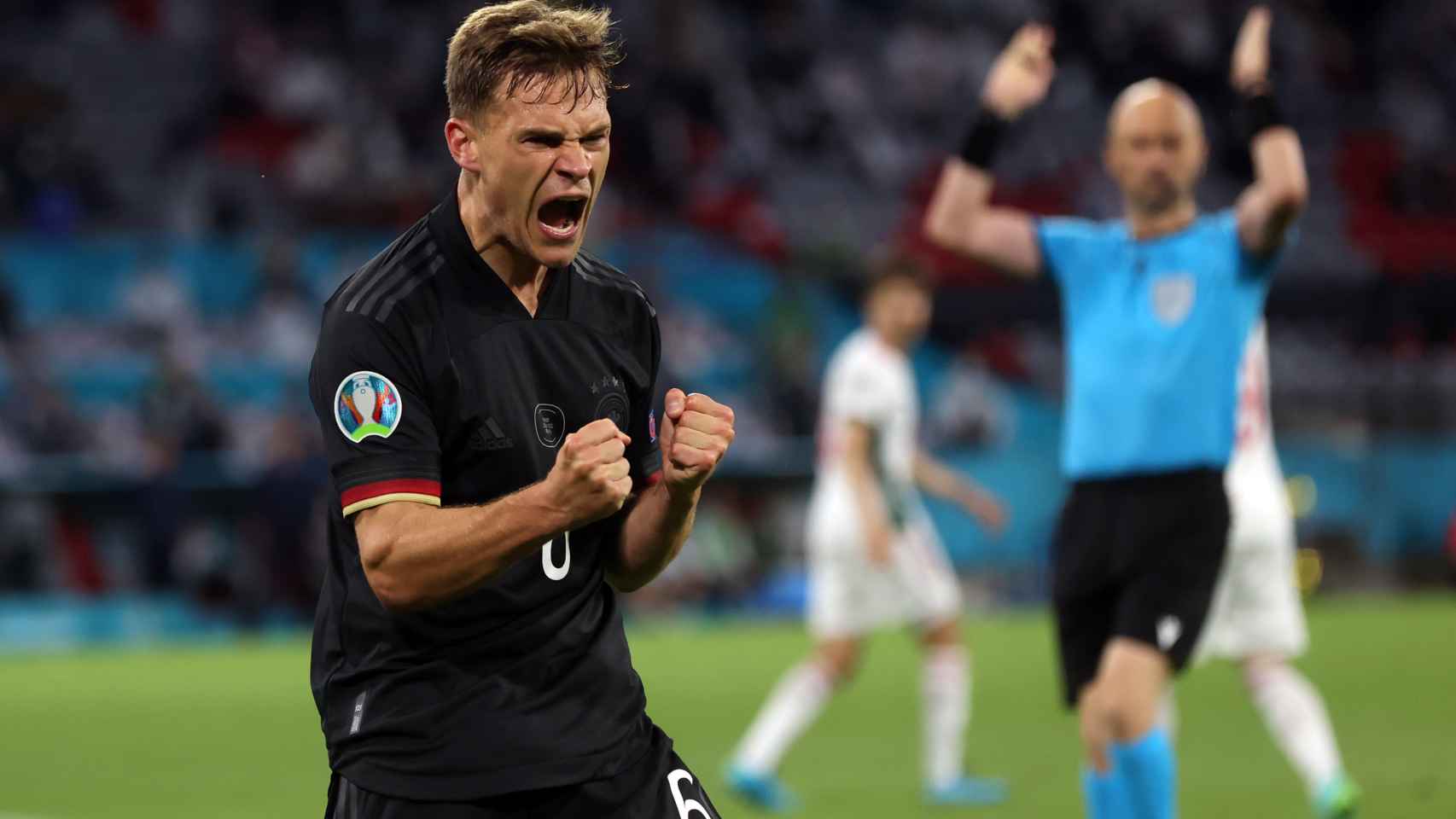 Leon Goretzka celebra su gol con la selección de Alemania en la Eurocopa 2020