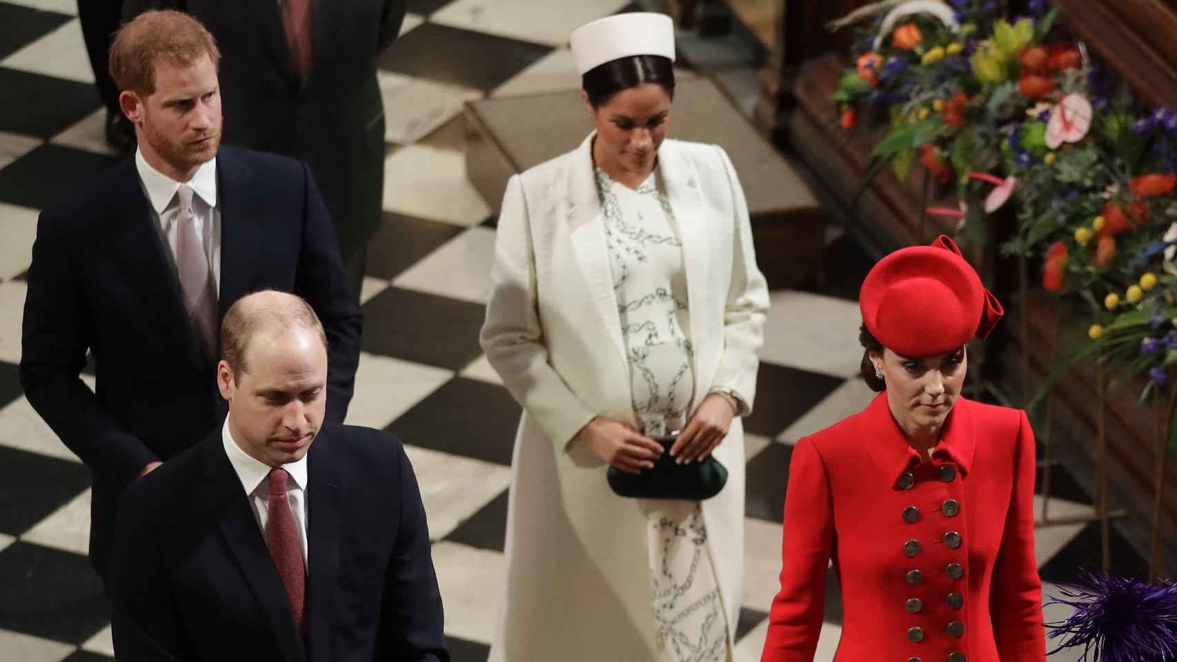 La pareja, en la celebración del día de la Commonwealth, en 2019, junto a los duques de Cambridge.